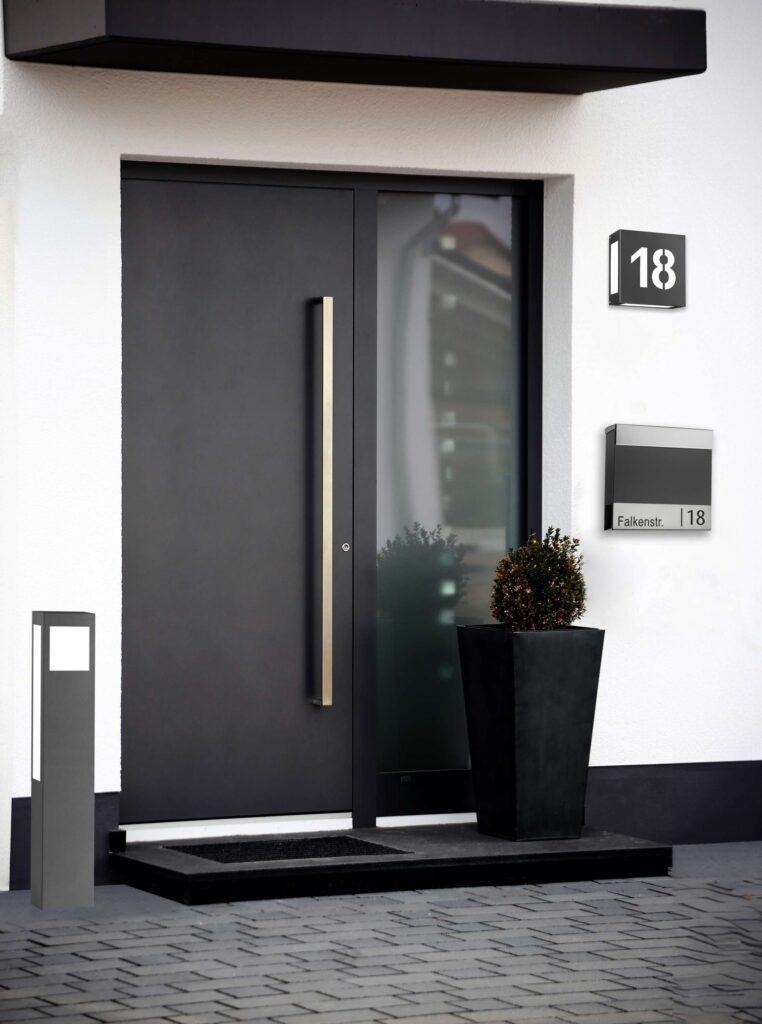 Modern new anthracite grey front door