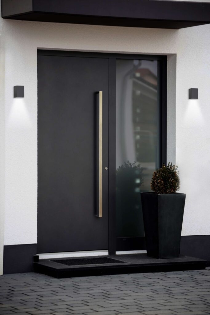 Modern new anthracite grey front door