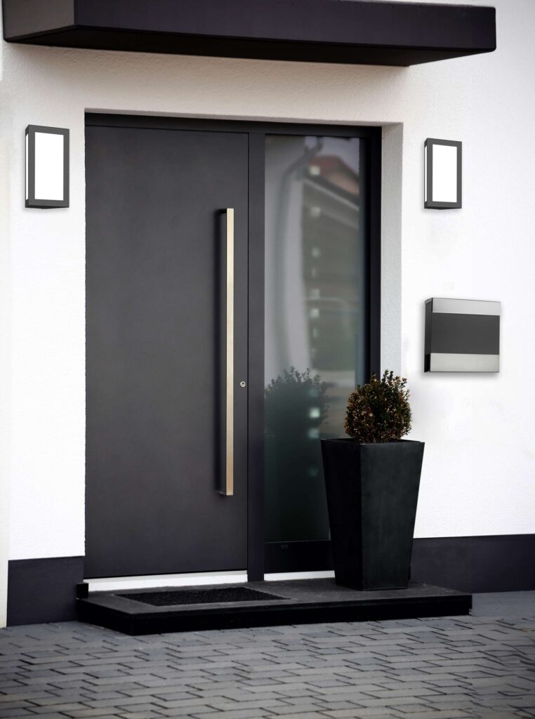 Modern new anthracite grey front door